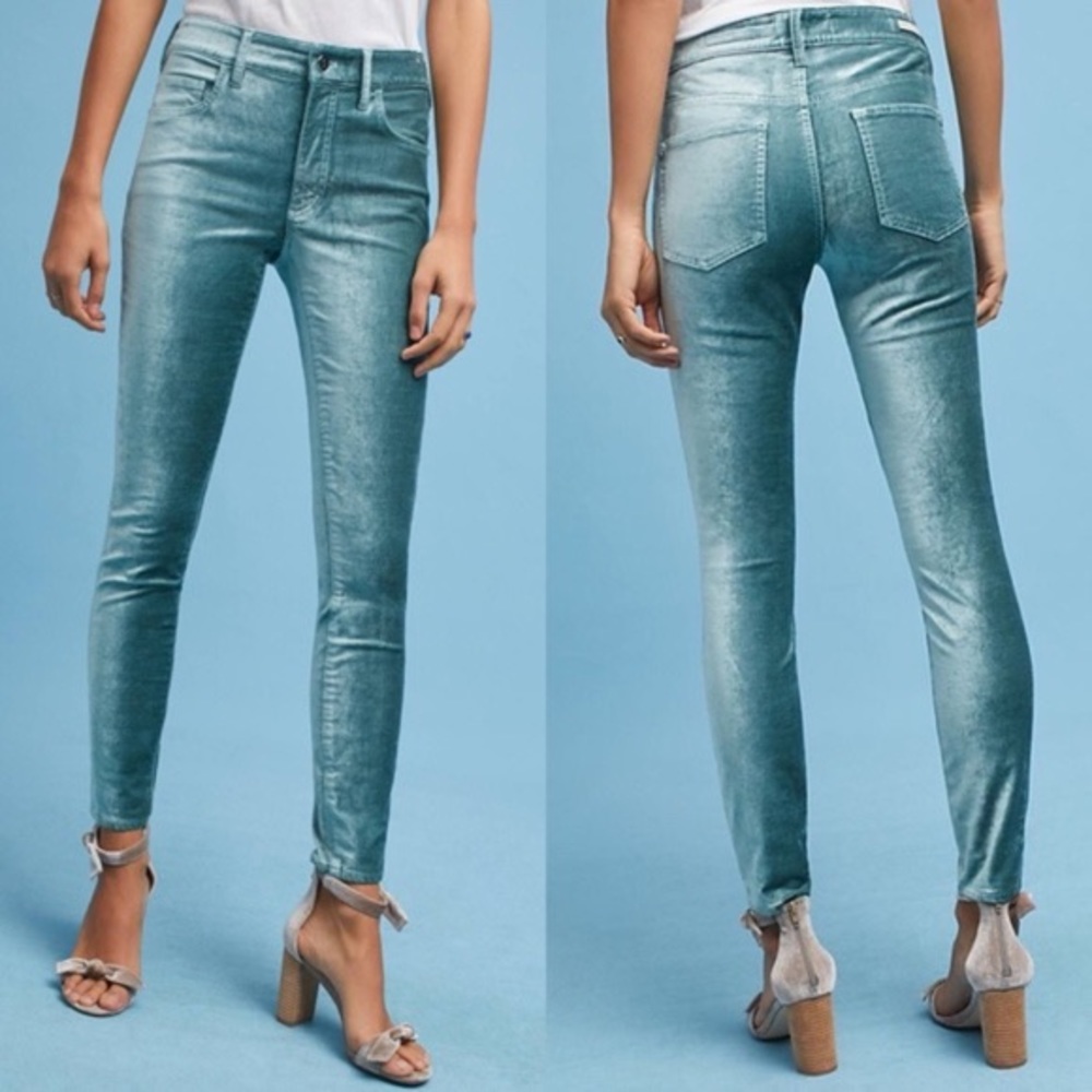 Pilcro and the Letterpress Anthro Velvet Sage Mint Green High Rise Skinny 26